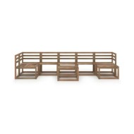 Salon de jardin 8 pcs Marron Bois de pin imprégné