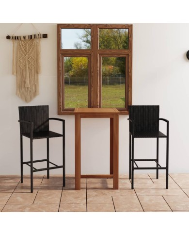 Ensemble de bar de jardin 3 pcs Noir