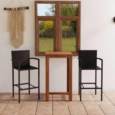 Ensemble de bar de jardin 3 pcs Noir