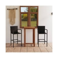 Ensemble de bar de jardin 3 pcs Noir