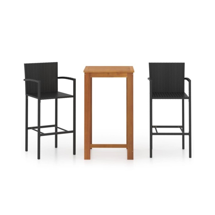 Ensemble de bar de jardin 3 pcs Noir