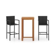 Ensemble de bar de jardin 3 pcs Noir