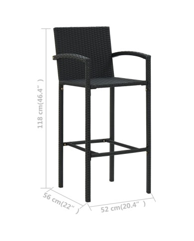 Ensemble de bar de jardin 3 pcs Noir