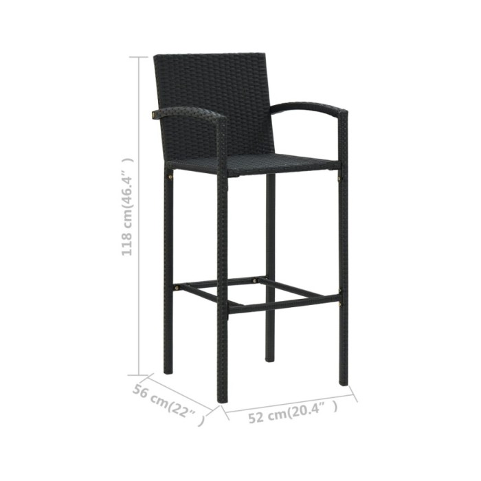 Ensemble de bar de jardin 3 pcs Noir
