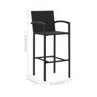 Ensemble de bar de jardin 3 pcs Noir