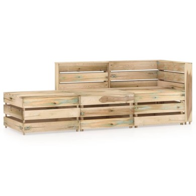 Salon de jardin 3 pcs Bois de pin imprégné de vert