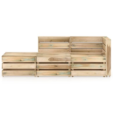 Salon de jardin 3 pcs Bois de pin imprégné de vert