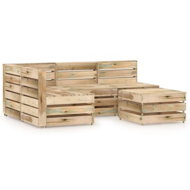 Salon de jardin 5 pcs Bois de pin imprégné de vert