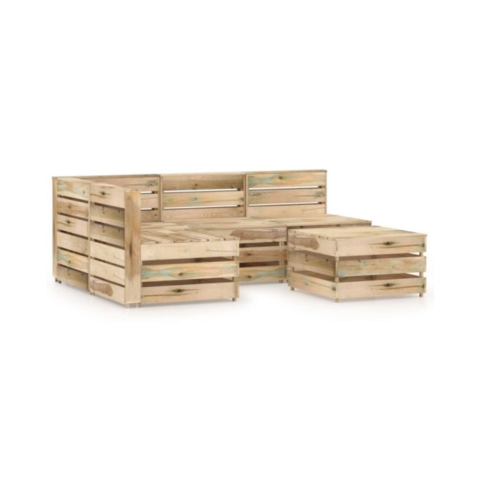 Salon de jardin 5 pcs Bois de pin imprégné de vert