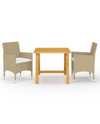 Ensemble de salle à manger de jardin 3 pcs Beige