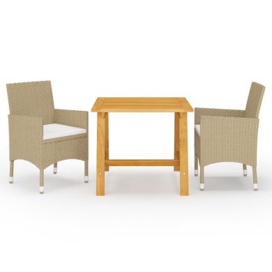 Ensemble de salle à manger de jardin 3 pcs Beige