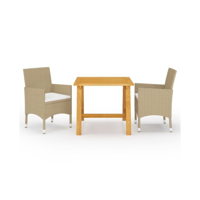 Ensemble de salle à manger de jardin 3 pcs Beige