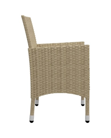 Ensemble de salle à manger de jardin 3 pcs Beige