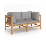 Banc de jardin à 2 places avec coussins gris foncé