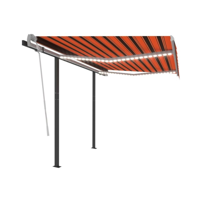 Auvent manuel rétractable avec LED 3x2,5 m Orange et marron