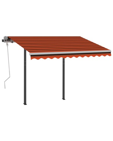 Auvent manuel rétractable avec LED 3x2,5 m Orange et marron