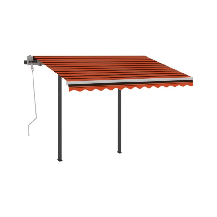 Auvent manuel rétractable avec LED 3x2,5 m Orange et marron