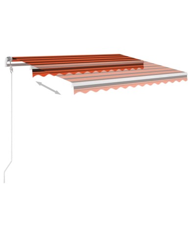 Auvent manuel rétractable avec LED 3x2,5 m Orange et marron