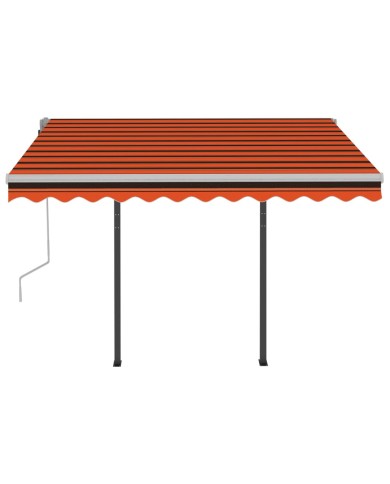 Auvent manuel rétractable avec LED 3x2,5 m Orange et marron