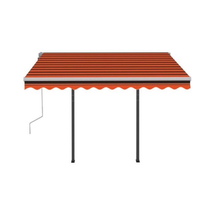 Auvent manuel rétractable avec LED 3x2,5 m Orange et marron
