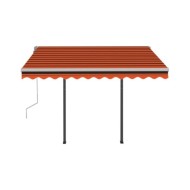 Auvent manuel rétractable avec LED 3x2,5 m Orange et marron