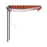 Auvent manuel rétractable avec LED 3x2,5 m Orange et marron