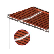 Auvent manuel rétractable avec LED 3x2,5 m Orange et marron