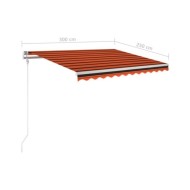 Auvent manuel rétractable avec LED 3x2,5 m Orange et marron