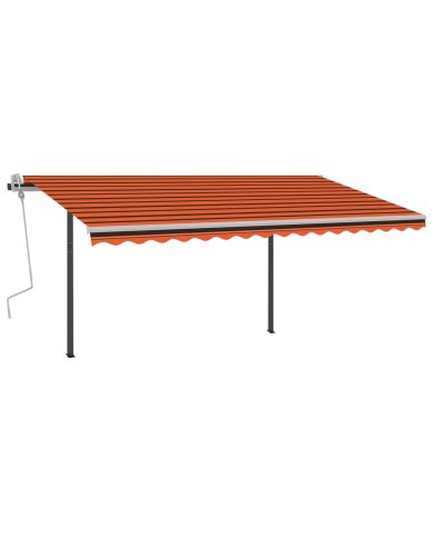 Auvent manuel rétractable avec LED 4,5x3 m Orange et marron