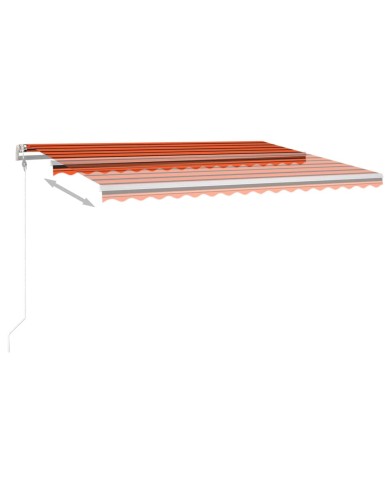 Auvent manuel rétractable avec LED 4,5x3 m Orange et marron