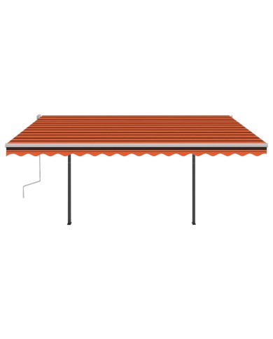 Auvent manuel rétractable avec LED 4,5x3 m Orange et marron