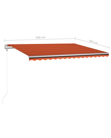 Auvent manuel rétractable avec LED 4,5x3 m Orange et marron