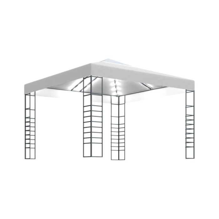 Chapiteau de jardin avec guirlande lumineuse à LED 3x3 m Blanc