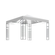 Chapiteau de jardin avec guirlande lumineuse à LED 3x3 m Blanc