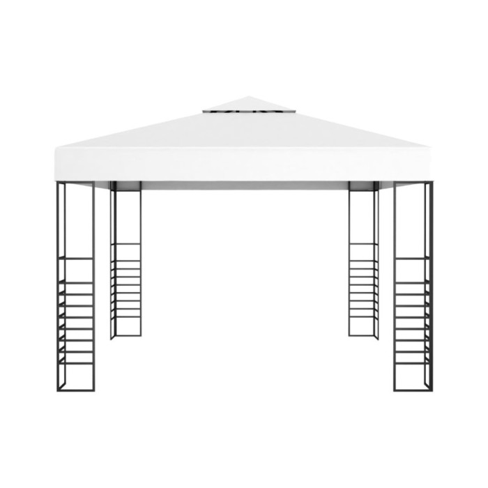 Chapiteau de jardin avec guirlande lumineuse à LED 3x3 m Blanc