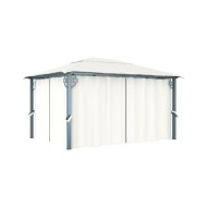 Tonnelle avec rideau et lumières LED 4x3 m Crème Aluminium