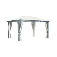 Tonnelle avec rideau et lumières LED 4x3 m Crème Aluminium