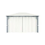 Tonnelle avec rideau et lumières LED 4x3 m Crème Aluminium