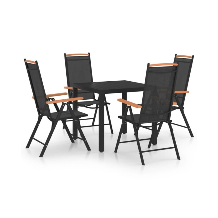 Ensemble de salle à manger de jardin 5 pcs Aluminium Noir