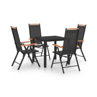 Ensemble de salle à manger de jardin 5 pcs Aluminium Noir