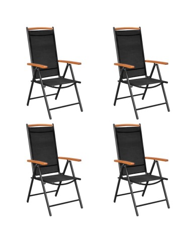 Ensemble de salle à manger de jardin 5 pcs Aluminium Noir