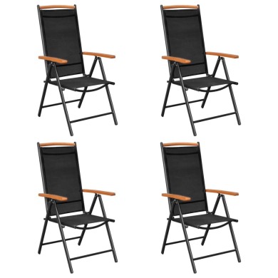 Ensemble de salle à manger de jardin 5 pcs Aluminium Noir