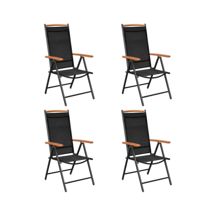 Ensemble de salle à manger de jardin 5 pcs Aluminium Noir