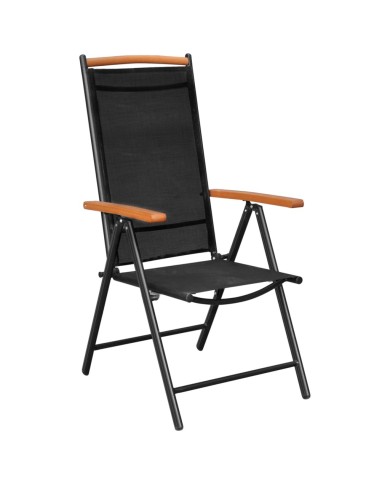 Ensemble de salle à manger de jardin 5 pcs Aluminium Noir