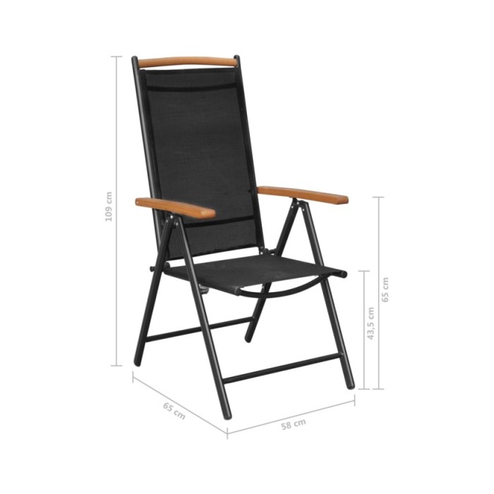 Ensemble de salle à manger de jardin 5 pcs Aluminium Noir
