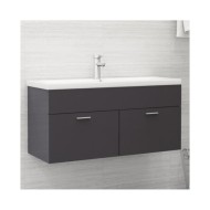 Armoire d'évier avec lavabo intégré Gris brillant Aggloméré