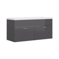 Armoire d'évier avec lavabo intégré Gris brillant Aggloméré