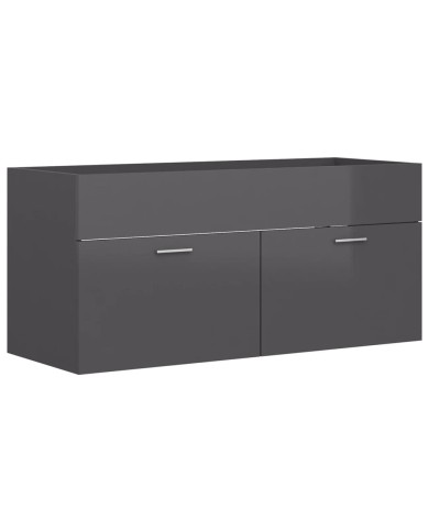 Armoire d'évier avec lavabo intégré Gris brillant Aggloméré