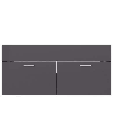 Armoire d'évier avec lavabo intégré Gris brillant Aggloméré