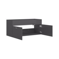 Armoire d'évier avec lavabo intégré Gris brillant Aggloméré